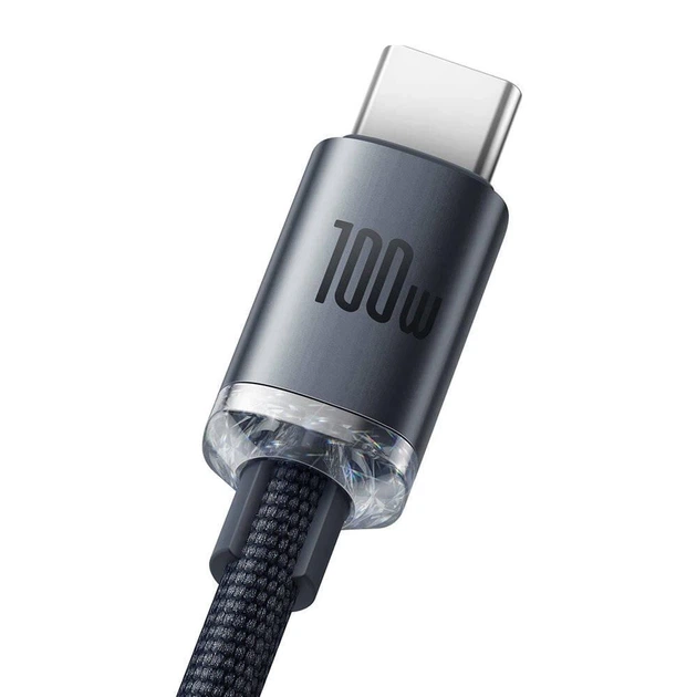 Кабель Baseus Crystal Shine Series CAJY000501 USB-A USB Type-C 100W, 2 м, чорний - Фото 4 Кабель Baseus Crystal Shine Series CAJY000501 USB-A USB Type-C 100W, 2 м, чорний - зображення 4
