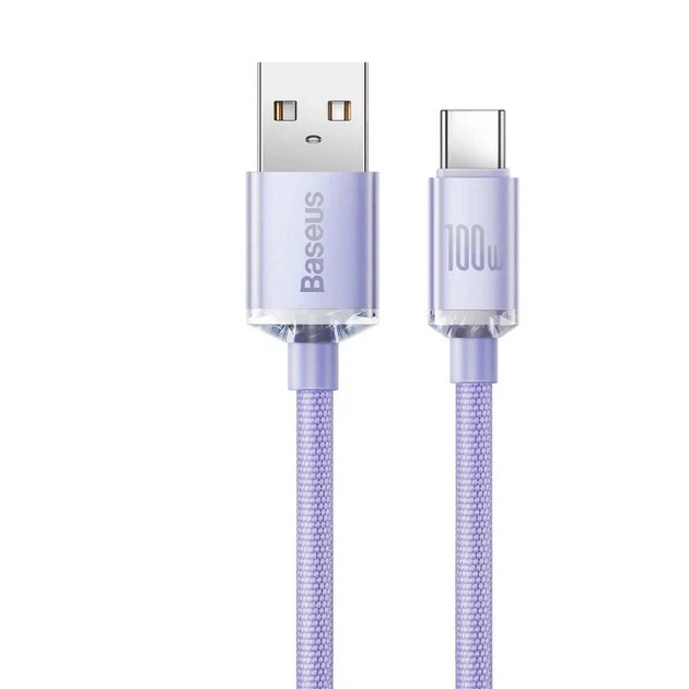 Кабель Baseus Crystal Shine Series CAJY000405 USB-A USB Type-C 100 Вт, 1,2 м, фіолетовий - изображение 4