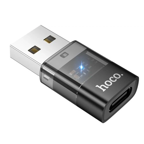 Перехідник HOCO UA36C USB-A male на USB Type-C female, чорний - Фото 1 Перехідник HOCO UA36C USB-A male на USB Type-C female, чорний - изображение 1