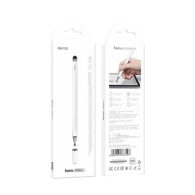 Стілус HOCO GM103 Fluent series universal capacitive pen Білий - Фото 2 Стілус HOCO GM103 Fluent series universal capacitive pen Білий - изображение 2