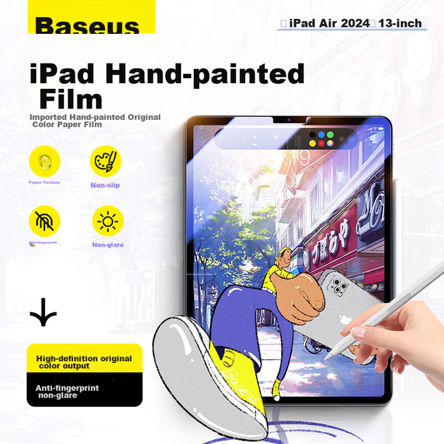 Защитная пленка BASEUS Paper-Like для iPad, AR-пленка, пленка для планшетов Apple, пыленепроницаемая [реалистичная текстура бумаги, ультратонкий экран], подходит для моделей iPad Air 8/7/6 с диагональю 26/25/24 дюйма. - изображение 4