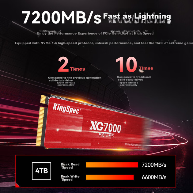SSD диск KingSpec XG7000Q 1TB M.2 2280 NVMe PCIe 4.0 x4 (XG7000Q-1TB) - изображение 2
