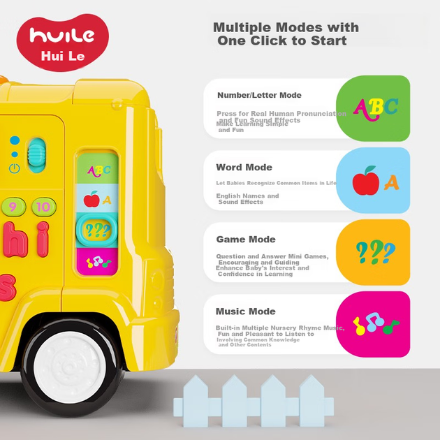 Дитяча іграшкова машинка HUILE TOYS, автобус з літерами, іграшка для хлопчиків та дівчаток, подарунок на день народження для дітей 1-3 років - зображення 9