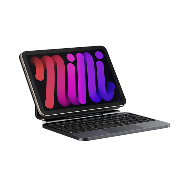 Kustar Сумісний з Apple iPad Mini 6/7-го покоління Magic Keyboard Магнітна плаваюча 8,3-дюймова Bluetooth-клавіатура з підсвічуванням Планшет Розумний захисний чохол для сну, підставка, глибокий космічний сірий - изображение 4