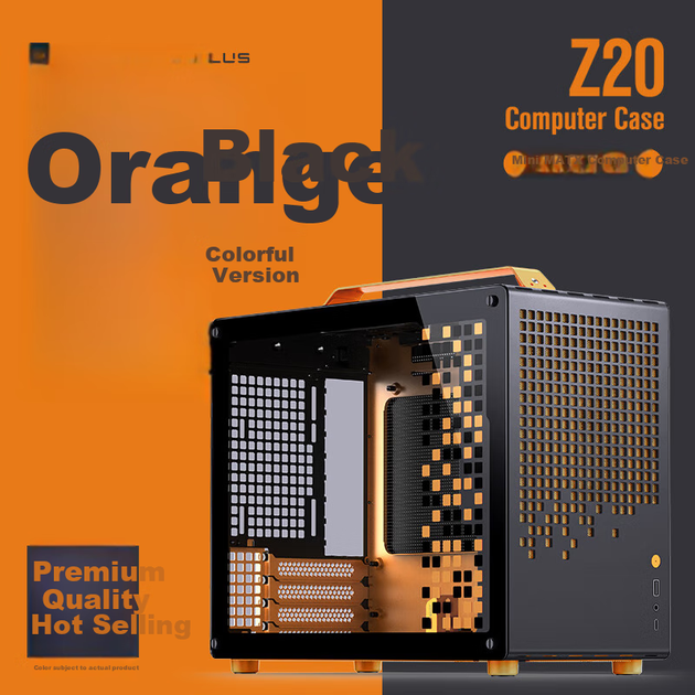 Корпус JONSBO Z20 оранжево-черный MATX (съемная ручка, поддержка радиаторов 240 мм, воздушное охлаждение 163 мм, совместимость с блоками питания ATX, поддержка видеокарт большой длины, Type-C Gen2) - Фото 4 Корпус JONSBO Z20 оранжево-черный MATX (съемная ручка, поддержка радиаторов 240 мм, воздушное охлаждение 163 мм, совместимость с блоками питания ATX, поддержка видеокарт большой длины, Type-C Gen2) - изображение 4