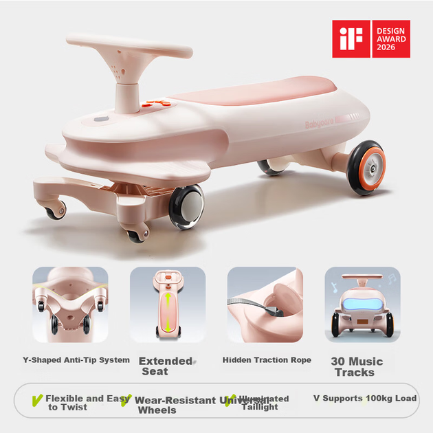 Детский самокат-качалка Babycare Noah Twist Ride-On Anti-Tip Toddler Scooter Rocking Car Baby Glide Toy 3-6 Years Rubber Pink - Фото 3 Детский самокат-качалка Babycare Noah Twist Ride-On Anti-Tip Toddler Scooter Rocking Car Baby Glide Toy 3-6 Years Rubber Pink - изображение 3