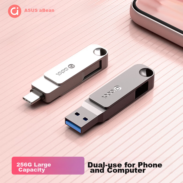 ASUS PM310 Meteor Gray, флеш-накопитель с интерфейсом USB 3.2 Type-C на 256 ГБ для мобильных устройств и ПК, цвет Meteor Gray. - изображение 7