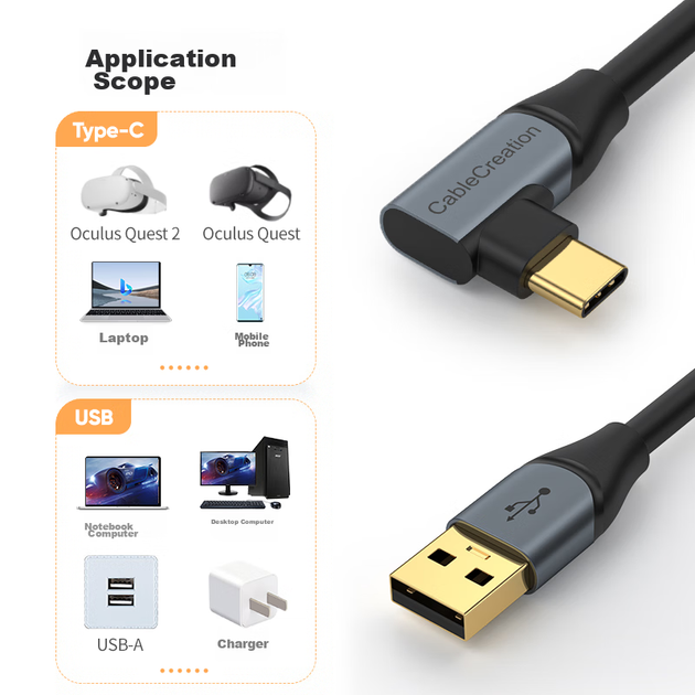 Кабель CABLE CREATION з колінним роз'ємом USB 3.1 для підключення камери, Oculus Quest 2, кабель для потокового передавання Piconeo 3/4 VR-гарнітури та окулярів, 5 метрів - Фото 6 Кабель CABLE CREATION з колінним роз'ємом USB 3.1 для підключення камери, Oculus Quest 2, кабель для потокового передавання Piconeo 3/4 VR-гарнітури та окулярів, 5 метрів - изображение 6