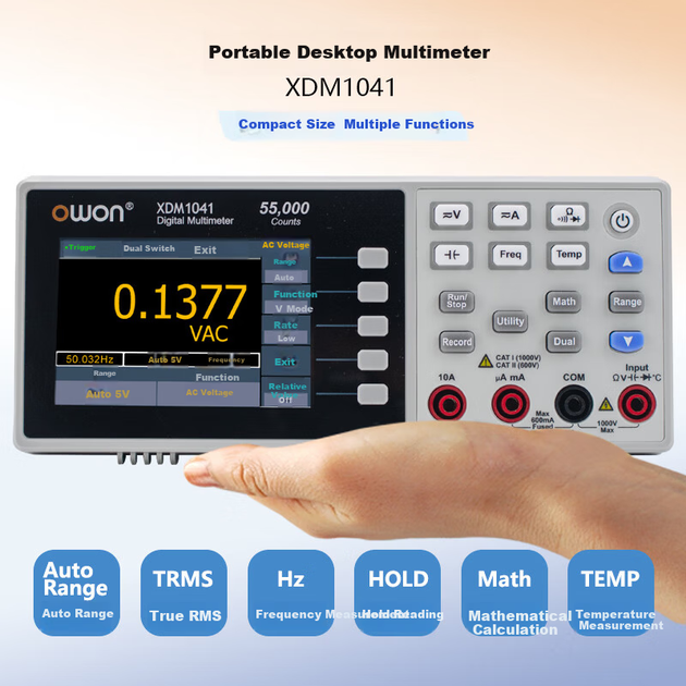 Настольный мультиметр Owon XDM1041, 4,5-разрядный, 55000 отсчетов, для промышленного обслуживания, с USB-интерфейсом. - изображение 5