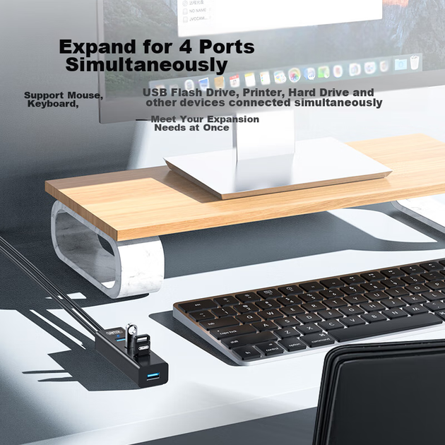 Розширювальна док-станція UNITEK USB Hub для ноутбуків та настільних комп'ютерів, високошвидкісний концентратор 3.0 з адаптером порту живлення Type-C, подовжувач 0,3 метра Y-3089T - изображение 7