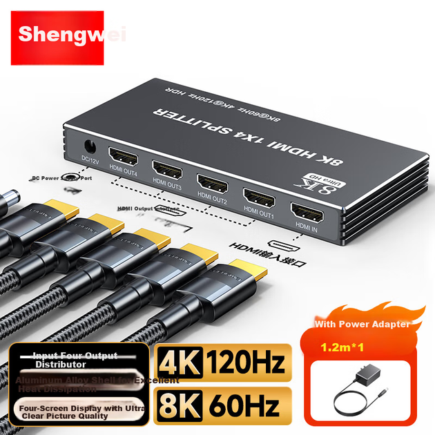 Разветвитель видеосигнала Shengwei DH8K104G 8K 60 Гц - изображение 4