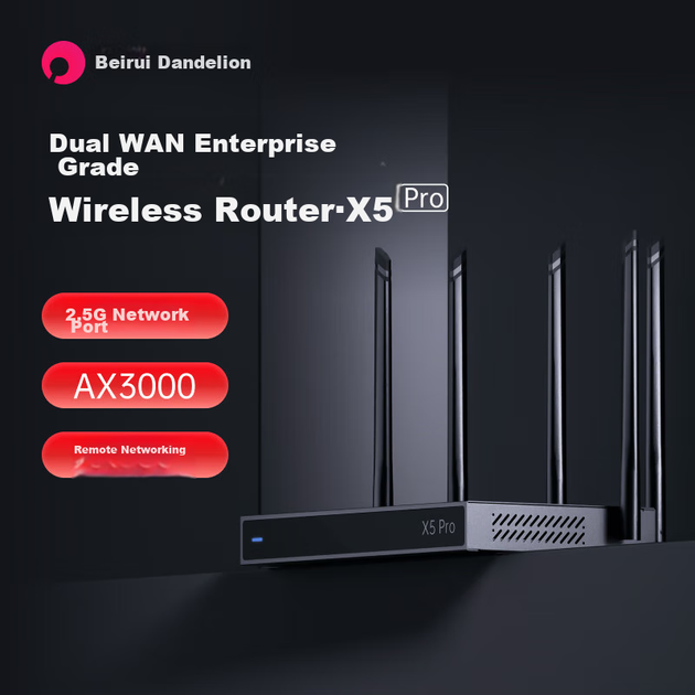 Beirui Pugongying X5Pro Корпоративний маршрутизатор AX3000 Бездротовий гігабітний WiFi 6 Двопортовий агрегаційний порт WAN 2,5 г Мережевий порт USB Віддалена мережа NAS Інтранет Проникнення Відеомоніторинг Медичне страхування - изображение 6