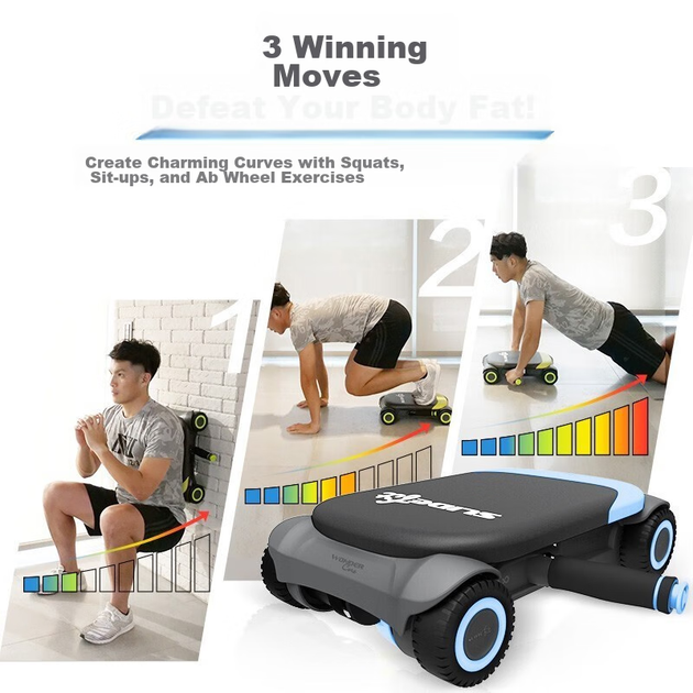 WONDERCORE Ab Wheel, автоматичне відскокування багатофункціонального колеса для пресу, фітнес-обладнання, домашній тренажерний зал, роликові ковзани, синій - изображение 6