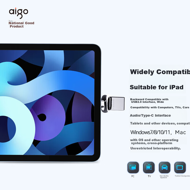 Флеш-накопитель Aigo 32 ГБ Type-C USB 3.2 Dual-Interface U358, серебристый металлик, мини-версия, подключается напрямую к телефонам и компьютерам, многофункциональная флешка, компактный и симпатичный дизайн, идеально подходит для студентов. - изображение 6