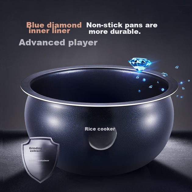 Рисоварка SUPOR для 3-4 осіб, 4-літрова каструля Blue Diamond Small Quick Ball Pot, рис на дровах, антипригарна сковорода для домашнього використання, приготування рису на пару та каші, багатофункціональна розумна електрична рисоварка мікротиску 40FC661 - изображение 9