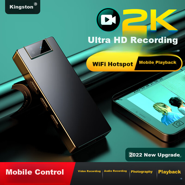Yescool Camera C10, екшн-камера на 64 ГБ, 2K Ultra HD, запис та фотозйомка однією кнопкою, пристрій для запису аудіо та відео, тривалий час очікування, велика ємність, для зустрічей, переговорів, збору доказів та правоохоронних органів - изображение 5