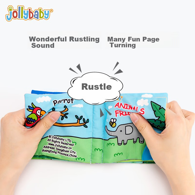 Іграшки для раннього розвитку малюків Jollybaby, тканинна книжка для немовлят, жувальний прорізувач для зубів, міцний та миється, подарункова коробка серії для скреготіння зубами - изображение 8
