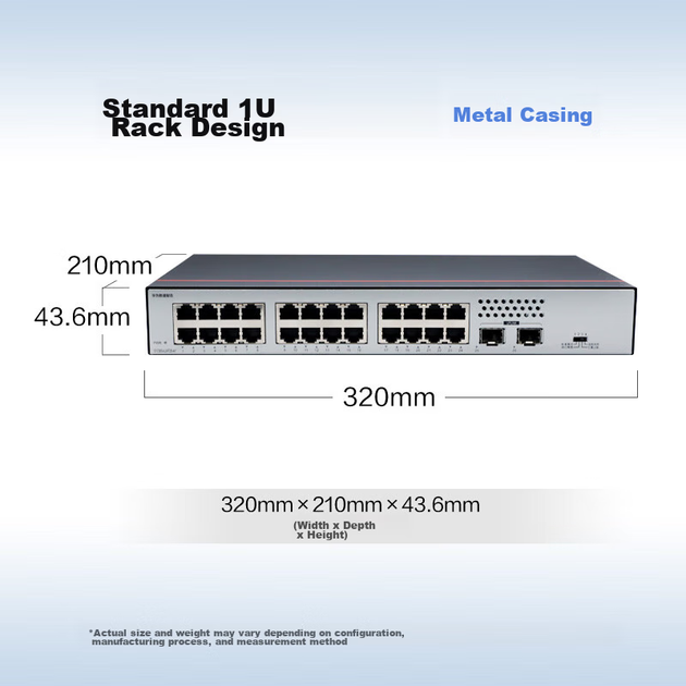 Гігабітний комутатор HUAWEI S1730S-L24T2S з 24 гігабітними портами Ethernet + 2 оптичними портами Uplink, мережевий сплітер Ethernet корпоративного класу для домашнього та офісного використання - изображение 7