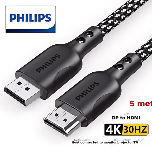 Кабель Philips DisplayPort - HDMI 4K 5 м Black (SWA3129B/93) - изображение 4