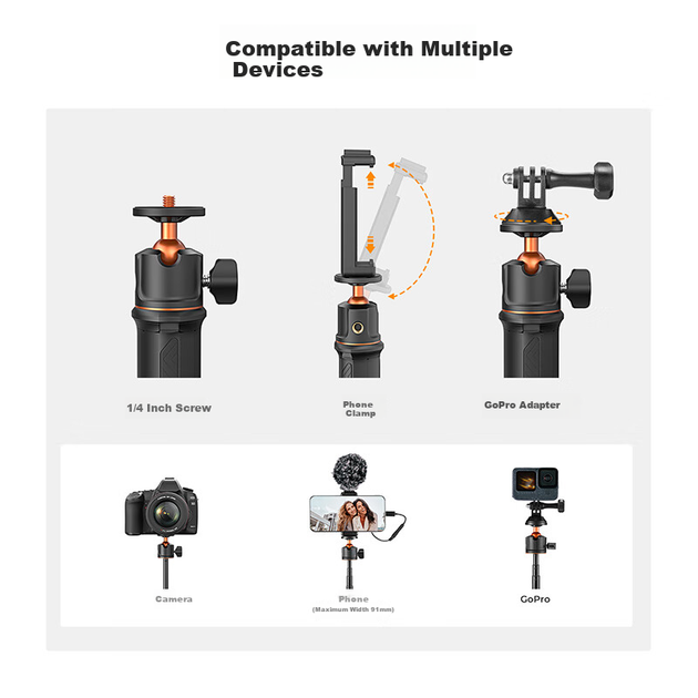 Штатив-розширювач K&F Concept для DJI Pocket 3/4 з Bluetooth-пультом - зображення 5