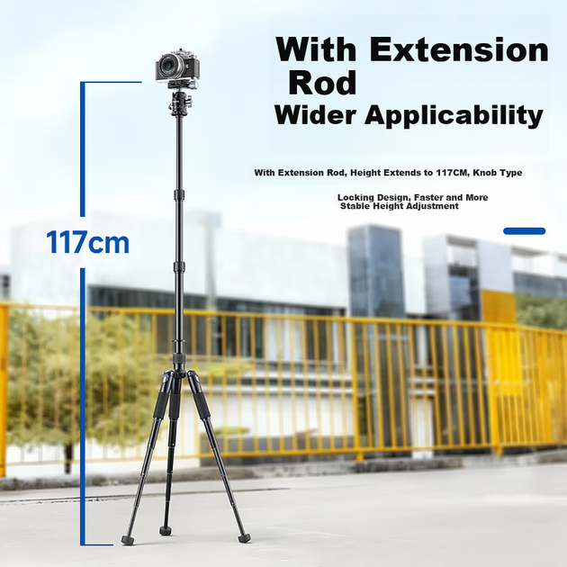 Удлинительная штанга центральной колонны штатива Llano Camera с интерфейсом 1/4 дюйма, трехсекционная телескопическая, общая длина 64 см. - Фото 3 Удлинительная штанга центральной колонны штатива Llano Camera с интерфейсом 1/4 дюйма, трехсекционная телескопическая, общая длина 64 см. - зображення 3
