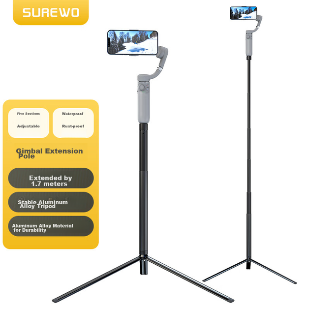 Штанга удлинительная SUREWO из алюминиевого сплава для DJI Osmo Mobile 6 и OM5 - Фото 2 Штанга удлинительная SUREWO из алюминиевого сплава для DJI Osmo Mobile 6 и OM5 - изображение 2