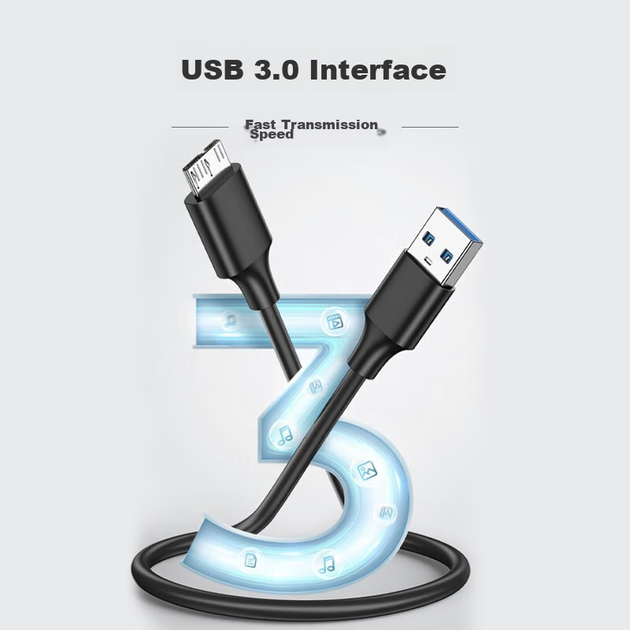 Портативний жорсткий диск Lenovo 2 ТБ, USB 3.0, 2,5-дюймовий, механічний жорсткий диск, високошвидкісна передача даних, стабільний та довговічний (F308 Classic), чорний колір для бізнесу - изображение 5