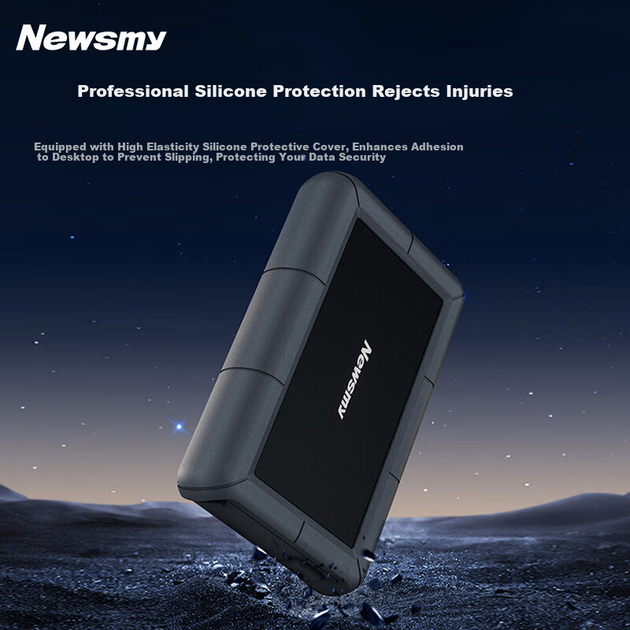 Механический жесткий диск Newsmy 2 ТБ, 3,5 дюйма, настольный, серия Xingji, USB Type-C 3.1, силиконовый защитный металлический корпус, большая емкость. - изображение 4