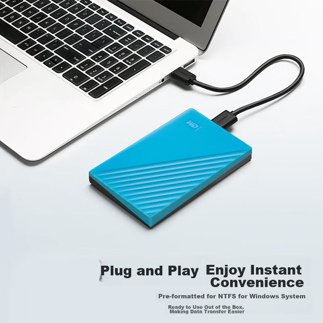 Зовнішній жорсткий диск Western Digital My Passport 2 ТБ USB 3.0 2.5 дюйма, синій - зображення 7