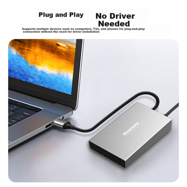 Жесткий диск Newsmy 4 ТБ, 3.5", настольный, Type-C USB 3.1, серебристый - изображение 7