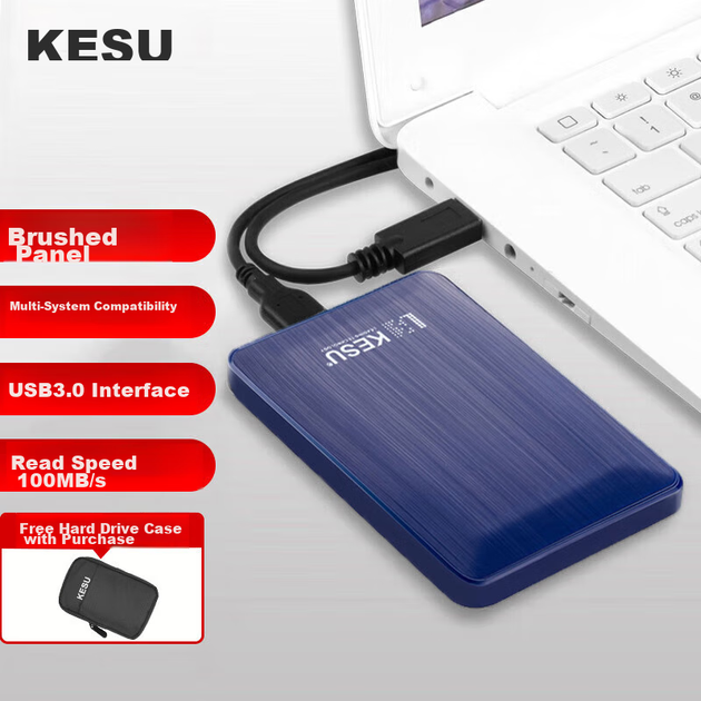 Диск жорсткий портативний KESU 500ГБ з шифруванням, USB 3.0, 2.5", синій - зображення 2