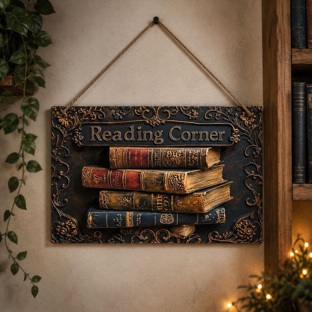 Табличка «Reading Corner» дерев’яна коричнева 20×12.7 см - Фото 1 Табличка «Reading Corner» дерев’яна коричнева 20×12.7 см - зображення 1