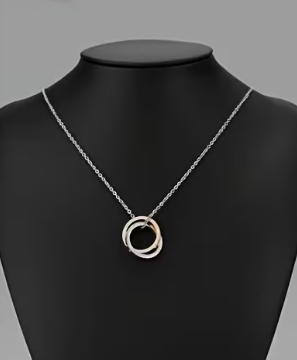 Кулон гіпоалергенний Double Ring з ланцюжком, підвіска, прикраса на шию з медичної сталі під срібло, унісекс - зображення 2