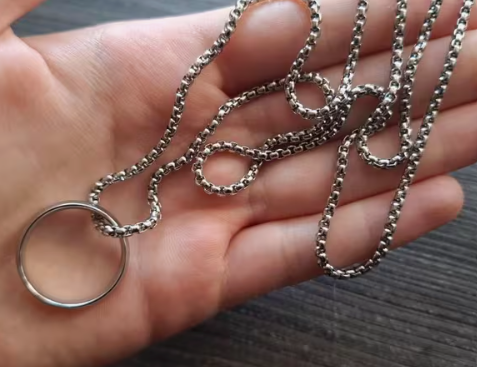 Кулон Steel Ring з ланцюжком, підвіска, прикраса на шию з медичної сталі під срібло, унісекс - зображення 7