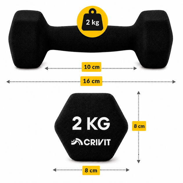 Гантелі вінілові Crivit 2 x 2 кг Black (R4837131820250) - зображення 3