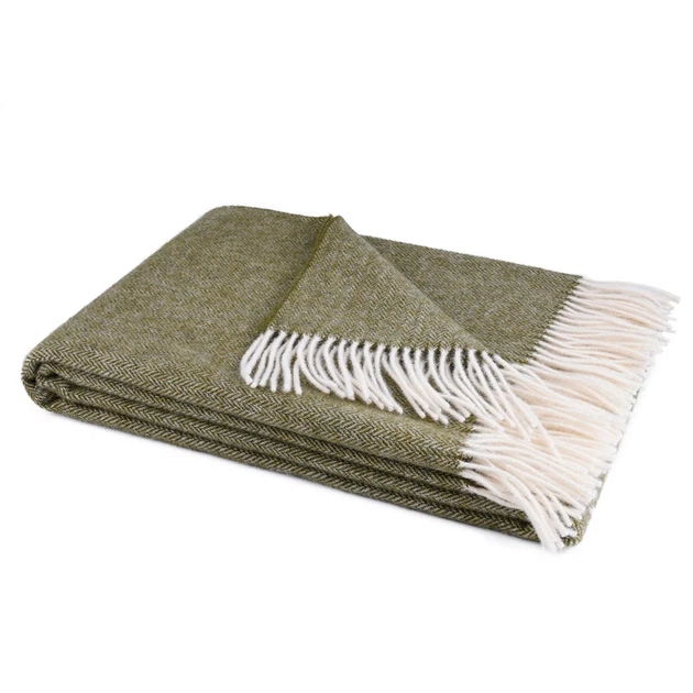 Плед 100% шерсть Lambswool 140х200 см оливковый - Фото 1 Плед 100% шерсть Lambswool 140х200 см оливковый - изображение 1