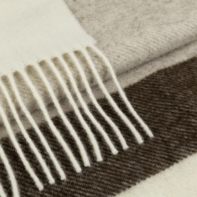 Плед 100% вовна ягняти Lambswool 140x220 см білий-бежевий коричневий - Фото 3 Плед 100% вовна ягняти Lambswool 140x220 см білий-бежевий коричневий - зображення 3