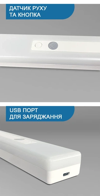 Набор светильников LED с датчиком движения 3 шт USB 400 лм белый пластик - изображение 7