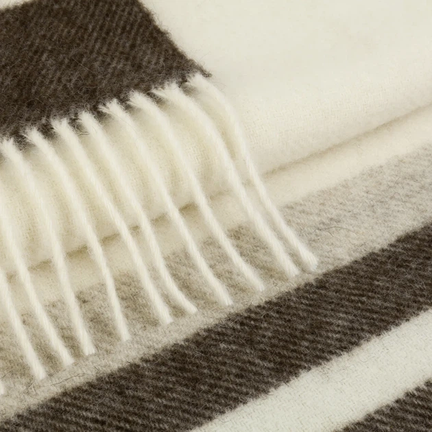 Плед 100% вовна ягняти Lambswool 140х220 см натуральна палітра білий/бежевий/коричневий - Фото 2 Плед 100% вовна ягняти Lambswool 140х220 см натуральна палітра білий/бежевий/коричневий - зображення 2