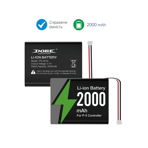 Сменная аккумуляторная батарея DOBE 2000 mAh для геймпада DualSense игровой консоли Sony PlayStation 5 (PS5 Fat / PS5 Slim / PS5 Pro) - изображение 3