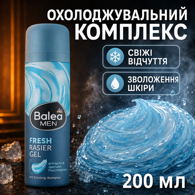 Гель для бритья Balea Men Fresh 2 0 0 мл с охлаждающим комплексом - изображение 2