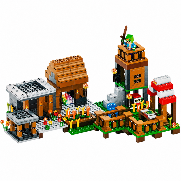 Конструктор Minecraft Village 778 деталей с подсветкой Деревня Майнкрафт Дом Стива - Фото 2 Конструктор Minecraft Village 778 деталей с подсветкой Деревня Майнкрафт Дом Стива - изображение 2