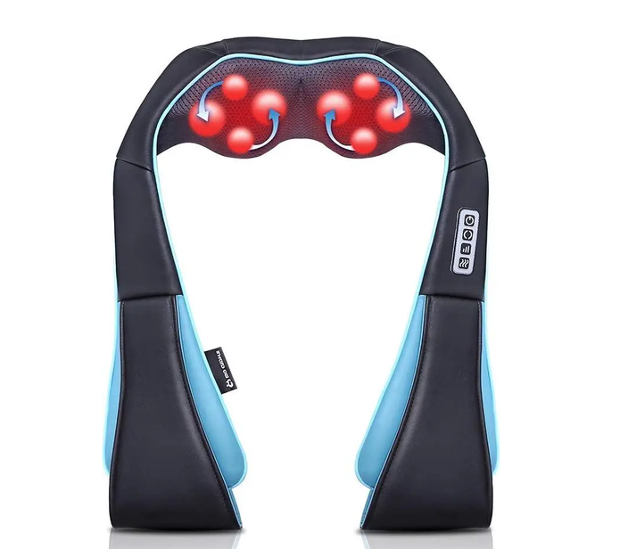 Масажер для шиї плечей спини Massager of Shiatsu роликовий електричний з ІЧ прогрівом підігрівом вібрацією 8 головок 12 режимів інтенсивності розминання м'язів попереку живота домашній автомобільний 18 Вт 220 В 12 В - зображення 7