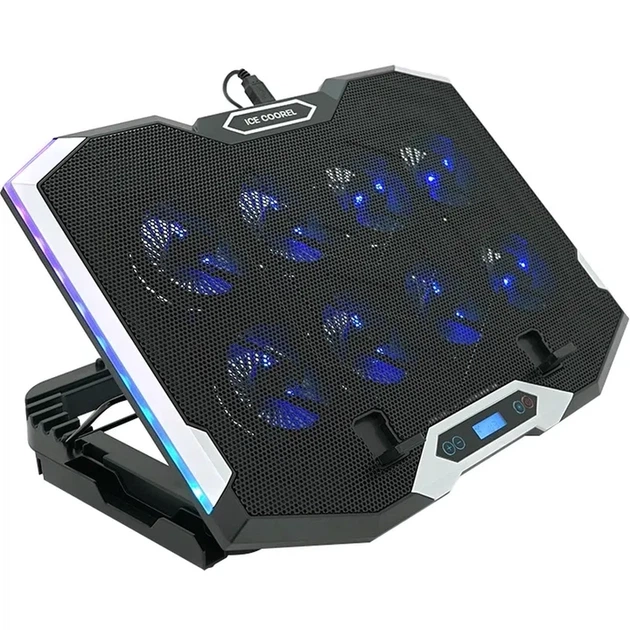 Підставка для ноутбука Ice Coorel K10 10-17" RGB Black (YT35671) - Фото 1 Підставка для ноутбука Ice Coorel K10 10-17" RGB Black (YT35671) - изображение 1