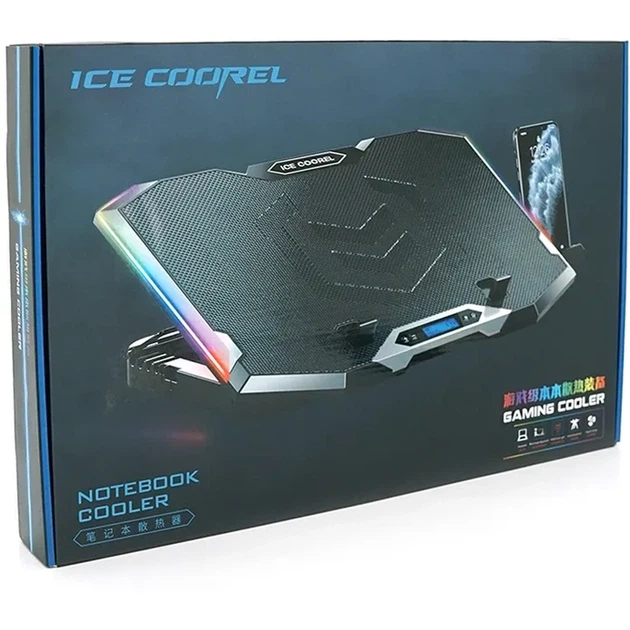Підставка для ноутбука Ice Coorel K10 10-17" RGB Black (YT35671) - Фото 5 Підставка для ноутбука Ice Coorel K10 10-17" RGB Black (YT35671) - изображение 5