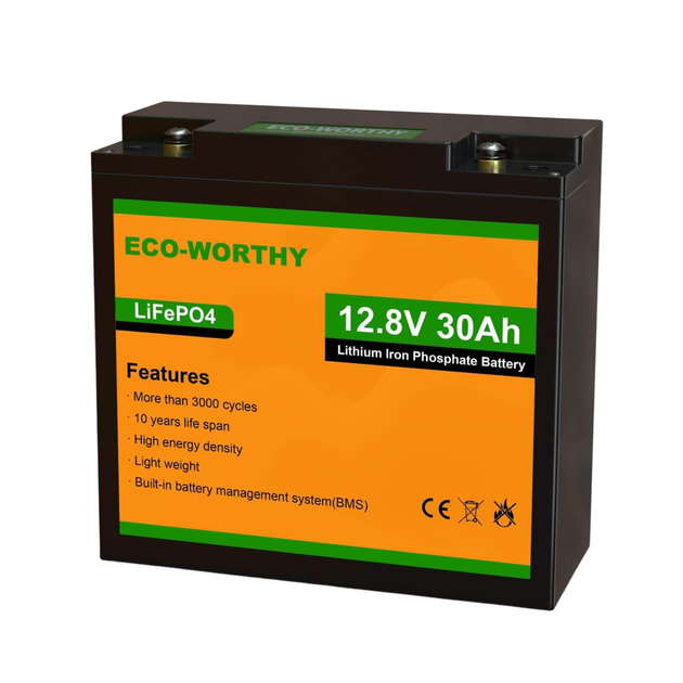 Аккумуляторная батарея ECO-WORTHY LiFePO4 12V 30Ah 384Wh литий-железо-фосфатная с BMS 3000+ циклов для солнечных систем ИБП кемпинга и электротранспорта - Фото 12 Аккумуляторная батарея ECO-WORTHY LiFePO4 12V 30Ah 384Wh литий-железо-фосфатная с BMS 3000+ циклов для солнечных систем ИБП кемпинга и электротранспорта - изображение 12