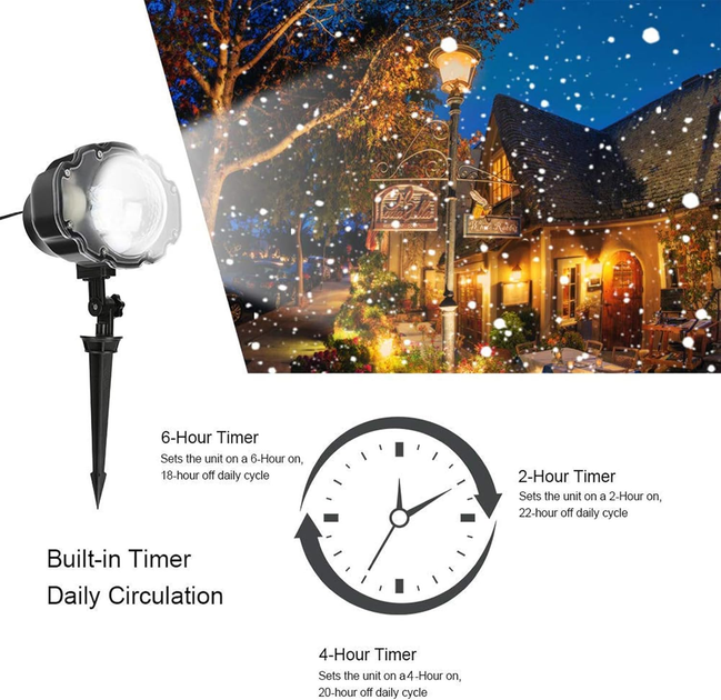 Світлодіодний проектор сніжинок Snowflake Lamp IP65, LED різдвяна ілюмінація для дому та вулиці, пульт, таймер, водонепроникний - зображення 10