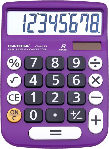 Настольный калькулятор CATIGA 8-значный, большой LCD-дисплей, солнечная батарея и батарейка, большие кнопки, для офиса, школы, дом - изображение 2