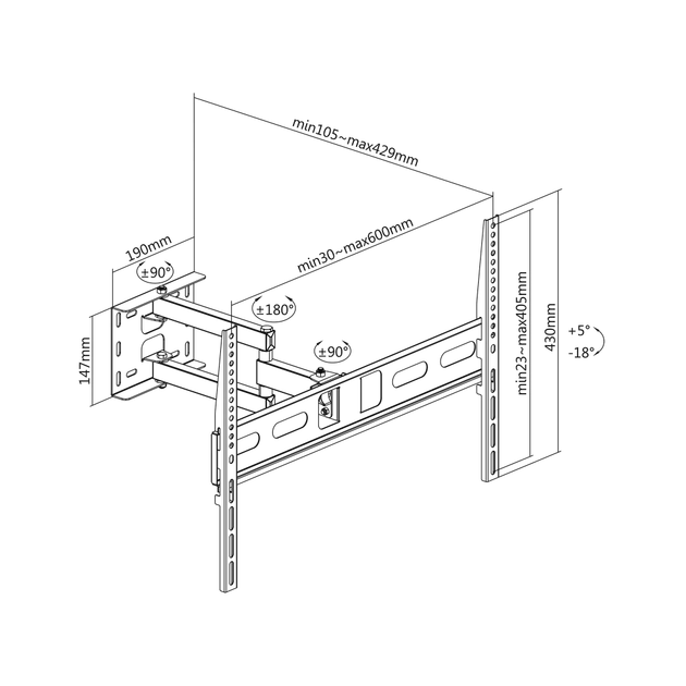 Кронштейн настенный универсальный для LED TV 37-70" с регулировкой в двух плоскостях (UCH0199-1) - изображение 8