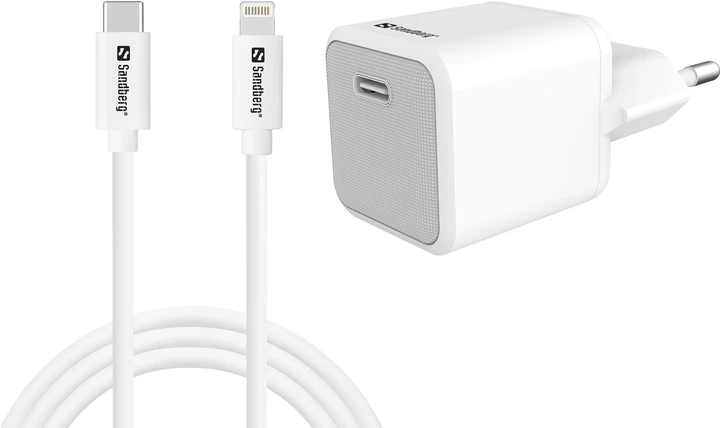 Комплект заряджання Sandberg 441-57 USB-C 20W PD + Lightning 1m Білий (441-57) - Фото 1 Комплект заряджання Sandberg 441-57 USB-C 20W PD + Lightning 1m Білий (441-57) - зображення 1